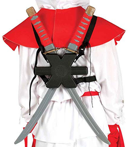 NET TOYS 2 Samurai Schwerter Katana mit Rückenhalterung Ninjaschwert Shinken Japanischer Krieger Klingen