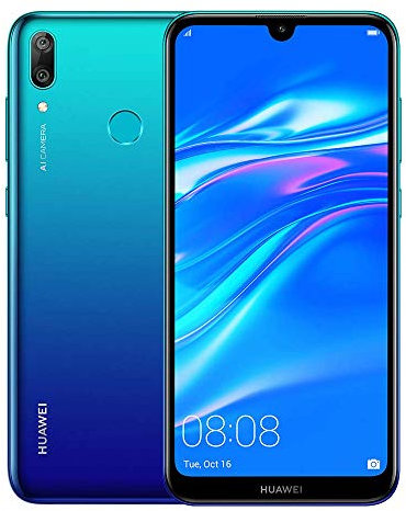 HUAWEI Y7 2019 (32 Go, 3 Go) 6,26 Dewdrop Display, 4000 mAh, 4G LTE GSM Dual SIM Smartphone Unlocked Usine (Dub-LX3) - International Version (Bleu) (Reconditionné)