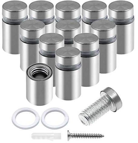Luomorgo 12 Pcs 1/2 x 0.78 Stainless Steel Standoff Screws, Wall Sign Standoff Mounting Hardware Advertising Glass Standoff Nail for Hanging Acrylic Picture Frame, Silver