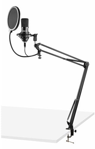 Vonyx CMS300B - Estudio Set microfono Condensador USB con Brazo articulado, con Filtro antipop y para-Vientos, Ideal grabación de Voz, Instrumentos, Gaming, Podcast, Youtube, Streaming Color Negro