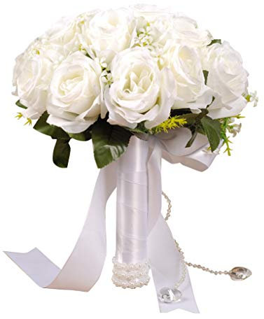 Conijiwadi Wedding Bouquet Satin Roses Bridal Wedding Hand Bouquet Bridesmaid Holding Artificial Flowers