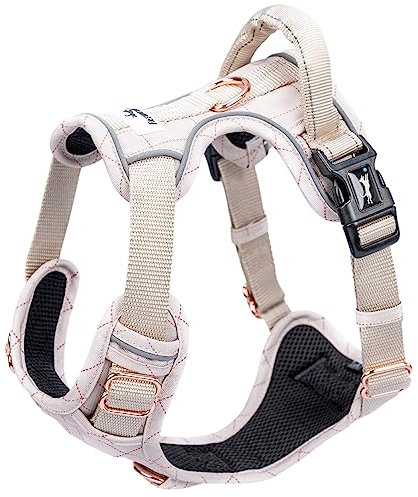 FREUDENTIER Hundegeschirr mit Griff, atmungsaktiv gepolstert - Bombenfester Sitz & maximale Sicherheit - Anti Zieh Brustgeschirr kleine, mittelgroße & Grosse Hunde - Hundegeschirr Grosse Hunde (XL)