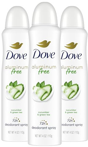Dove Aluminum Free Deodorant Spray for Women 3 Count Cucumber & Green Tea 72 hour odor protection 4 oz