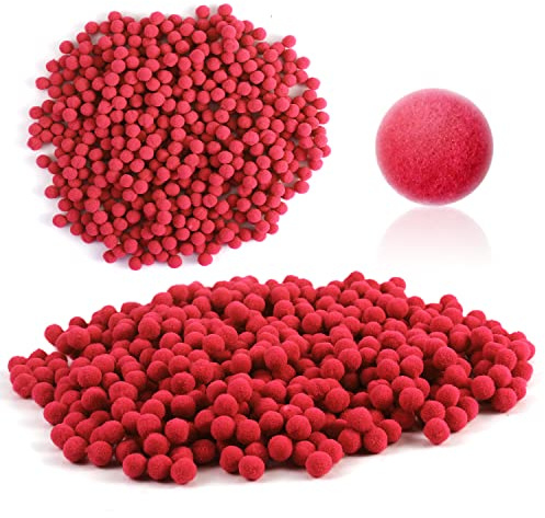 TOYMIS 500 pz 1 cm Mini Pom Pom, Pompon Colorati Palline Pom Pom Palline Pom Pom Fuzzy Arti e Mestieri Pom Pom Multi Colorati per Arte Fai-da-te Progetti di Artigianato Creativo Decorazion (Rosso)