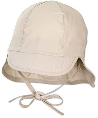 Sterntaler Schirmmütze Nacken Basic - Unisex Baby- und Kinder Mütze mit Nackenschutz, Ohrenklappen und Bindeband - UV-Schutz 50+ Hut aus Popeline (Bio) - Sommer Kopfbedeckung - beige, Größe 41