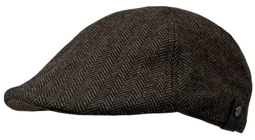 WEROR Flatcap Herren – Schirmmütze Schiebermütze Cap mit Schirm - Mütze mit Baumwollfutter – Fischgrät - WEROR-405.1 (58, 59, Braun)