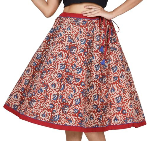 GURU SHOP Weit Schwingender Sommerrock - Rot, Damen, Baumwolle