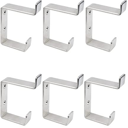 Piffny 6 Stück robuste Stahlhaken für Mantel und Hut, abgewinkelt, Doppelwandhaken Deckenhaken für drinnen und draußen, 6 Stück (gebürstetes Nickel)