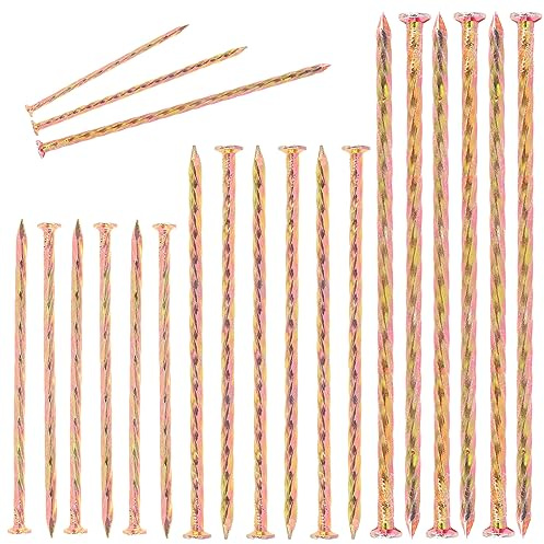 Keadic 40 picos de metal galvanizado en espiral de 5 pulgadas, clavos de jardín sólidos para bordes de paisaje, estacas de anclaje para césped artificial, bordes de adoquines, barrera de malezas,