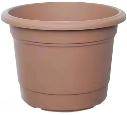 PREMZO Round Flower Pot Planter Plant Milano Plastic Base Stylish Decorative Durable Home Patio Deck Office Garden Lawn Greenery 35 Cm (TERRACOTTA)