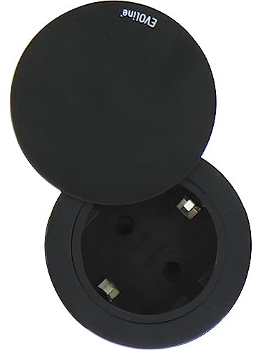 Evoline One Einbau Steckdose mit Drehdeckel ø 59 mm 230V, Kunststoff schwarz