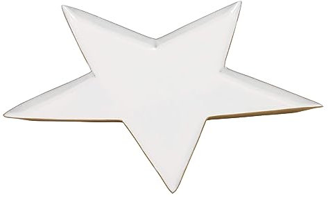 ZauberDeko Metall Stern Schale Weiß Gold Plätzchenteller Kerzenteller Dekoteller Weihnachten Deko 19cm
