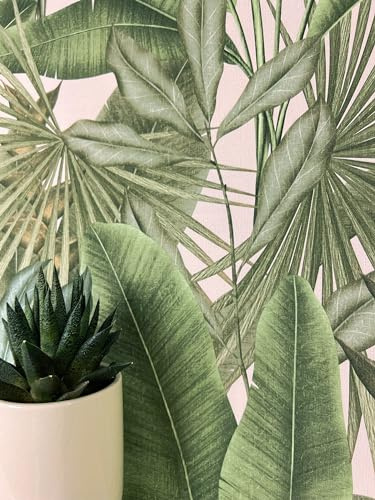 Newroom Carta da Parati TNT Verde Salvia Giungla Palme Cameretta