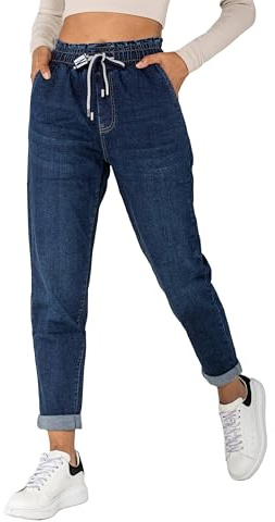 Nina Carter P500 Jeans Casual da Donna in Stile Jogger Jeans a Vita Alta Pantaloni da Jogging Jeans Estivi, S/sottile