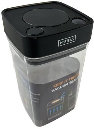 NERTHUS FIH 1390 Barattolo ermetico al vuoto da 1200 ml – Base quadrata, perfetto per conservare gli alimenti e mantenere la sua freschezza