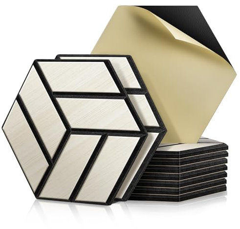 JAMELO Akustikpaneele Holz Furnier 10 Stücke | 30 * 15 * 1.2cm Akustikplatten Selbstklebend 3D Wandpaneele für Decken-/Tür-/Wanddekoration Wandverkleidung Eiche Weiß