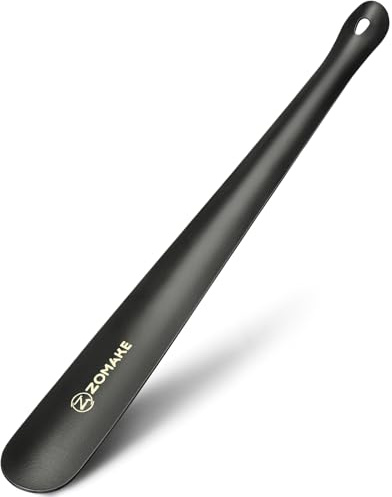 ZOMAKE Shoe Horn Long Handled, 42CM Long Shoehorn Metal for Men Women Elderly Seniors, Extra Long Shoe Spoon Helper Football Boot Horn with Curved Handle (1 pc - b)