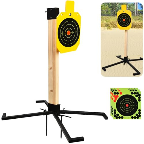 GADFISH 7 x 12 AR500 Steel Target, 3/8 Inch Thick Outdoor Target Stand System, Steel Hostage Targets with Upgraded X-Shaped Targets Stand Base, Complete Kit Fit for 2 x 4 Wood Boards(Not Included)