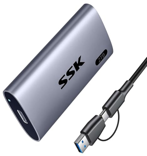 SSK 2TB Portable SSD External Hard Drive Solid State Drive Up to 550MB/s