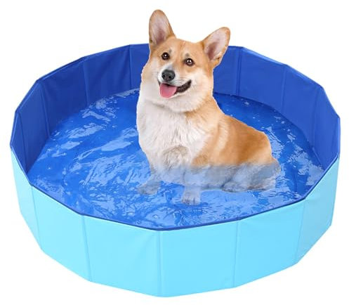 Hundepool Faltbar Planschbecken Faltbar Hunde Pool hundebadewanne Hundeplanschbecken zur Abkühlung Tragbar Hundebecken Katzenpool Hunde Planschbecken für Kleine Hunde 50×10CM