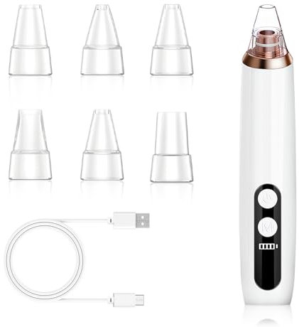 Estrattore Vacuum Aspira Punti Neri Viso,Aspiratore Punti Neri, Aspiratore Punti Neri Professionale con 6 Testine per Estrattore e 3 Modalità di Aspirazione,Ricarica USB per Rimozione di Comedoni