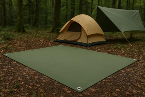 Heavy Duty Canvas Tarp for Camping & Outdoor Shelter – Waterproof Groundsheet & Tent Cover – Durable Breathable Tarpaulin for Hiking, Travel, Rain Protection (Multiple Sizes) (Green, 6 x 10 ft)