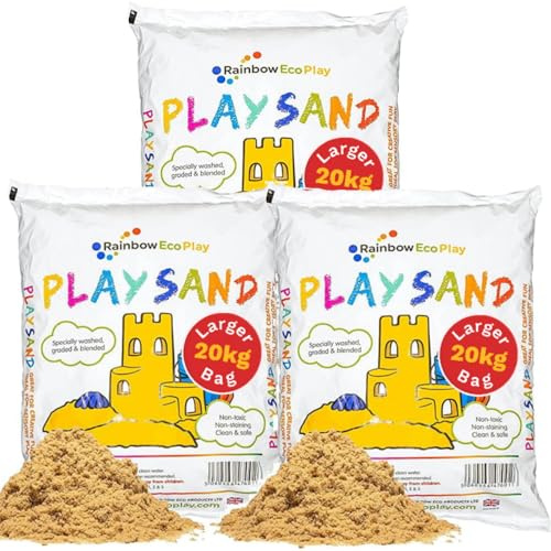 Rainbow Eco Play Sand 60kg Safe 100% Non-Toxic, for Sandpits & Play Trays | Clean, natural play sand with rounded grains, microbiology tested for safety, non-toxic, supplied moist for enhanced play