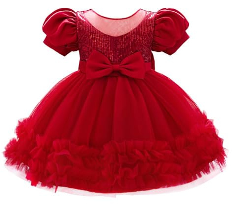 Lito Angels Prinsessa, flicka, Ceremonie, tyll, utklädnad, med pannband, för bröllop, födelsedag, fotografering, storlek 74–104, 9 månader - 3 år, Röd Bordeaux, 12 M�nader
