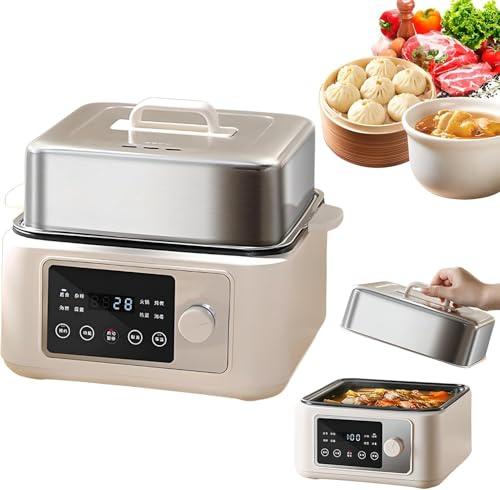Vaporera Eléctrica, Para Verduras De 8/12/16 L Y 1350 W Con Pantalla Táctil, Temporizador De 24 H, 8 Funciones De Menú, Aislamiento De Doble Modo, Multifuncional Inteligente 8L