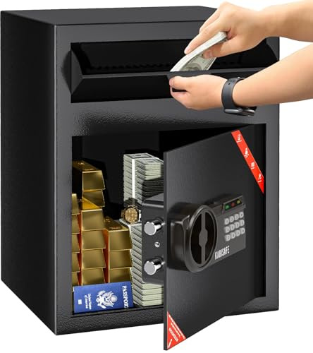 KABISAFE Caja Fuerte con Ranura de Depósito 72L, Gran Cofre con Cerradura Digital y Función de Alarma para Hogar, Oficina, Negocio – Portavalores para Efectivo