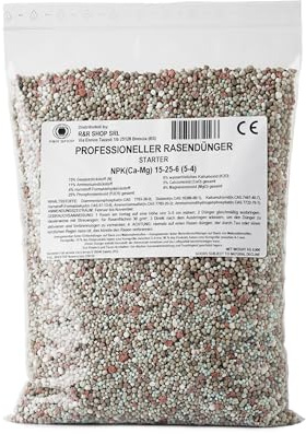 R&R SHOP - Concime Professionale Starter CE per Prato, NPK 15-25-6, Effetto Immediato, Radicazione Rapida e Crescita Uniforme (18Kg - 600mq)