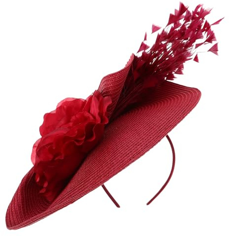 GALPADA Bandeau Vintage pour Femme Coiffe à Plumes pour Mariage Bibi Élégant Orné de Fleurs Accessoire de Tête pour Soirée Chapeau Fleuri pour Tea Party