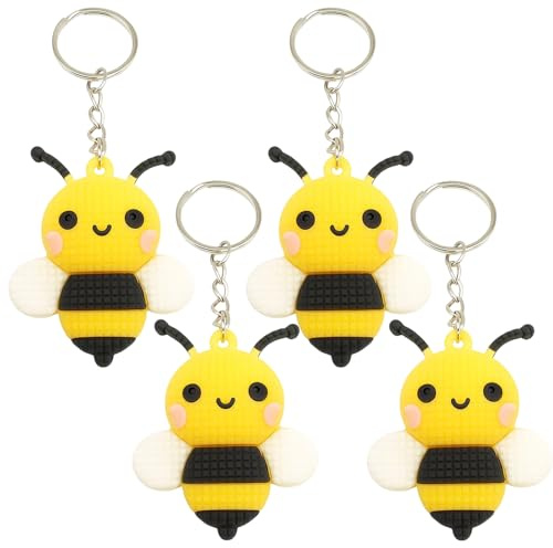 Yuwnd 4 Stück Schlüsselanhänger Biene, üße Bienen-Designs, Perfekt Als Bienen Geschenk Für Schlüssel, Taschen Und Rucksäcke, Langlebig Und Leicht