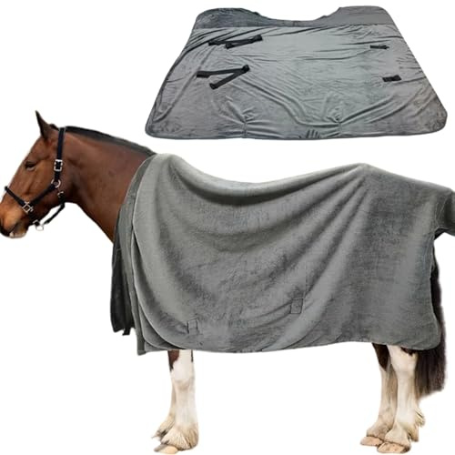 Coperta per cavallo 73x71 pollici Coperta invernale per cavallo in morbido pile con cinghie regolabili e fibbie di sicurezza, lenzuolo caldo antivento per cavalli veri