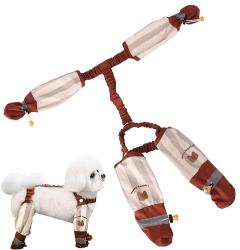 Pantaloni Antipolvere per Cani,Pantaloni Anti-sporco per Cani,Scarpe per Cani Impermeabili,Stivali per Cani Paw Protector,Stivali Impermeabili per Cani con Bretelle Regolabili per protegger zampe