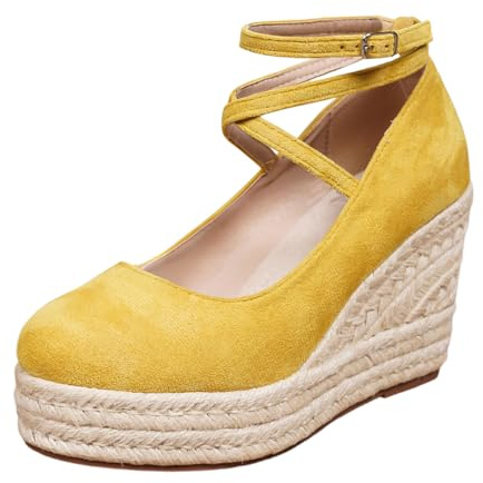 Chaussures traditionnelles élégantes et confortables pour femme - Chaussures à plateforme - Style bohème - Talon compensé - Espadrilles légères - Sandales fermées - Grandes tailles - Escarpins