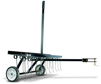 Agri-Fab 45-0295 48in Tow Behind Lawn Dethatcher,24 Durable Spring Steel Tines Lawn dethatcher, Designed to pull behind Lawn and Garden Tractors, Black