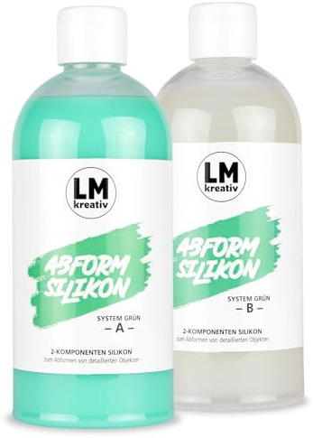 LM Abform Silikon flüssig (1 kg) -Grün- Flüssig-Silikon, Bastel-silikon, Flüssiges Silikon, Abform-masse, Dublier-silikon, Additions-vernetzendes, Silikon-kautschuk