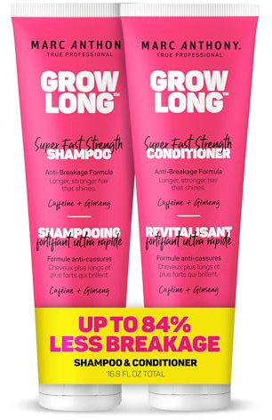Marc Anthony Shampoo and Conditioner Gift Set, Grow Long Biotin - Anti-Frizz Deep Conditioner For Split Ends & Breakage - Vitamin E, Caffeine & Ginseng for Curly, Dry & Damaged Hair