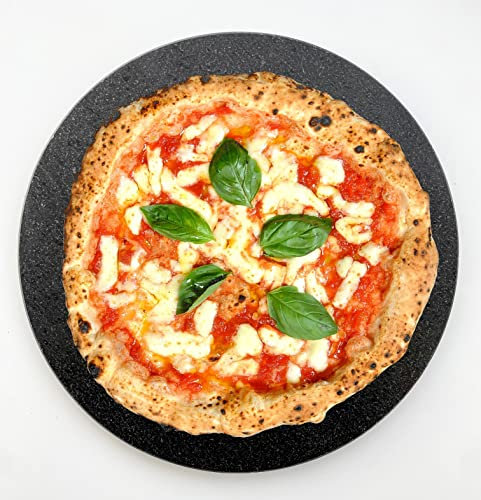 LITHOS MATERIE, Plato de Piedra Volcánica Etnea Liso, Superficie para Pizza y Carne, 40 cm de Diámetro, 2 cm de Grosor, Pulido