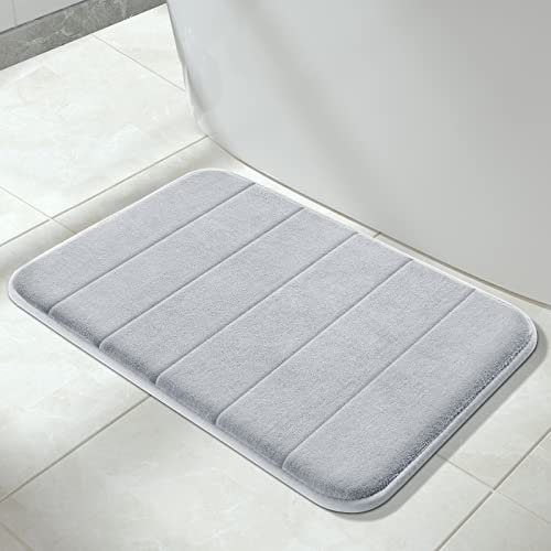 Yimobra Alfombra de baño antideslizante, 61 x 43 cm, súper absorción de agua, gruesa, lavable a máquina, fácil de secar, color plateado