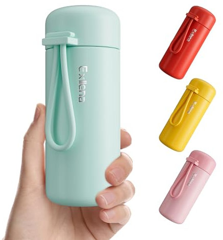 Exllena Mini Gourde Isotherme 150ml, Petite Bouteille Isotherme en Acier Inoxydable pour Boissons Chaudes et Froides, Mini Flask Facile à Transporter - 100% étanche (Menthe)