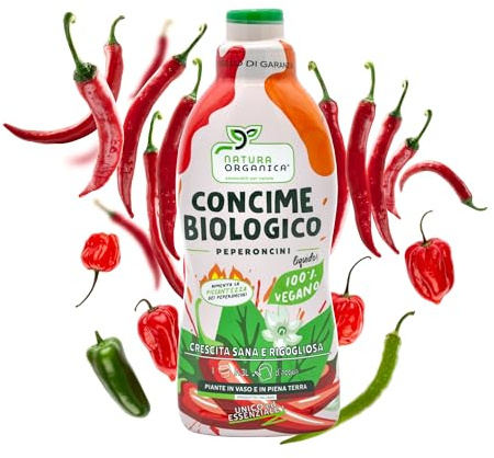 NaturaOrganica | Concime Biologico per Peperoncini 750 mL Fertilizzante Naturale Specifico per Peperoncini Piccanti Concime Liquido per Piante di Peperoncino Piccante in Vaso