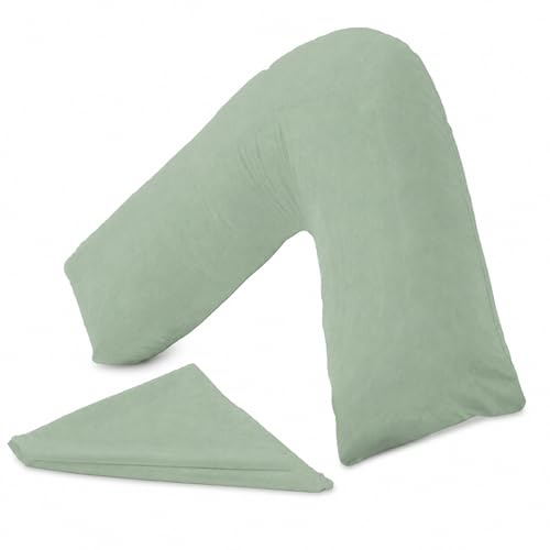 URBAN GROOVE V Shaped Pillowcase Cover Plain Polycotton Back & Neck Support Orthopaedic/Pregnancy/Nursing Pillowcase Cover - V Pillow case cover only (Envelope Closure) (Duck Egg)