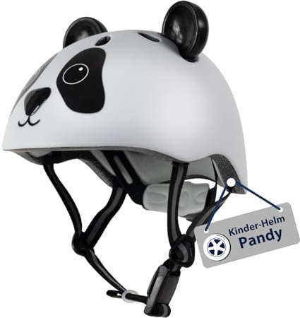 HUDORA Casco para niños Pandy, Casco Infantil en Talla XXS, con un Adorable diseño de Panda, Robusto para niñas y niños, Ideal para Bicicletas sin Pedales, patinetes y Bicicletas