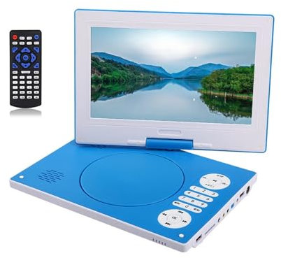 Bärbar DVD-spelare, DVD-spelare, Bärbar VCD DVD CD MP3 MP4 USB-spelare HD 9-tums skärmkort U Diskuppspelning och videoingång Utgång FM-radiohögtalare,for Home, Car(Blauw)