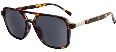 OKH Occhiali da Sole da Lettura Retrò per Uomo e Donna, UV400 Occhiali da Lettura Rettangolari Vintage per Guida All'aperto e Spiaggia (Tartaruga/Grigio +2.0)