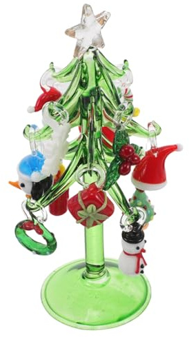 Sosoport Kristallklar Mini Julgran i Glas med Snöflinga Snögubbe och Tomte Konstnärlig Prydnad för Bord Bokhylla och Festlig Inomhusdekoration Kreativ Presentidé