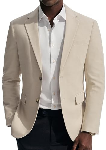 PJ PAUL JONES Blazer da uomo smart casual 2 bottoni giacca in lino, cachi, M