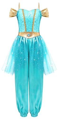 Linyuir Enfants Tenue Cosplay Pour Filles Costume D'Halloween Halloween Bleu clair 9-10 ans